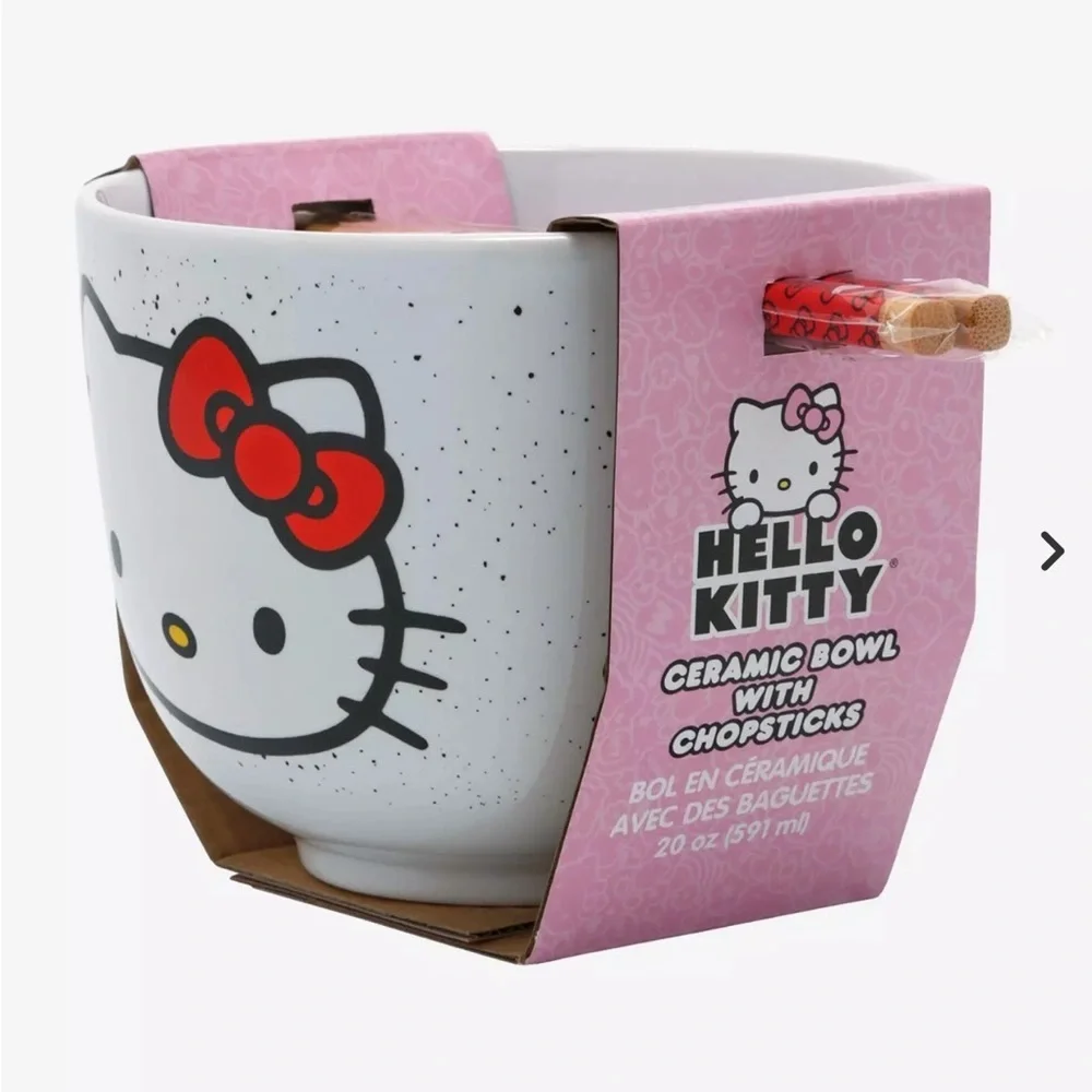 Hello Kitty White Bowl with Red Bow Design